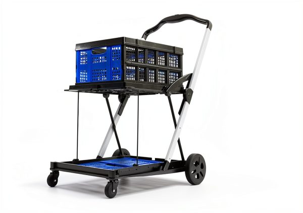 2 Tier Folding Shopping Cart LALFPET 198lb Capacity Removable Basket-1