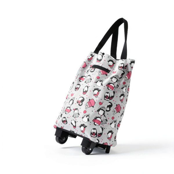 Foldable Grocery Cart ZLXHDL Aluminum Frame with Cloth Basket Pink-1
