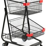 Double Basket Wire Shopping Cart in Metal with Black 19 W x 11 1/2 D x 18 1/2 H-0