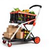 Foldable Shopping Cart TORRYZA Trolley with 360 Swivel Wheels Red-5