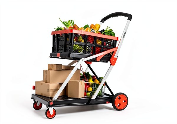 Foldable Shopping Cart TORRYZA Trolley with 360 Swivel Wheels Red-5