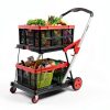 Foldable Shopping Cart TORRYZA Trolley with 360 Swivel Wheels Red-2