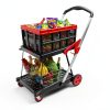 Foldable Shopping Cart TORRYZA Trolley with 360 Swivel Wheels Red-1