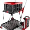 Foldable Shopping Cart TORRYZA Trolley with 360 Swivel Wheels Red-0