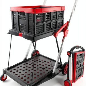 Foldable Shopping Cart TORRYZA Trolley with 360 Swivel Wheels Red-0