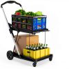 2 Tier Folding Shopping Cart LALFPET 198lb Capacity Removable Basket-2