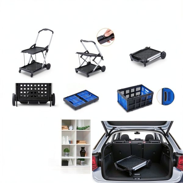 2 Tier Folding Shopping Cart LALFPET 198lb Capacity Removable Basket-6