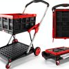 Foldable Shopping Cart TORRYZA Trolley with 360 Swivel Wheels Red-8