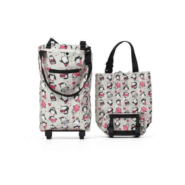 Foldable Grocery Cart ZLXHDL Aluminum Frame with Cloth Basket Pink-3