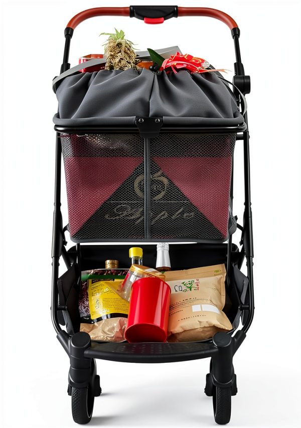 Personal Shopping Cart ROODO Foldable Aluminum Cart Detachable Basket-3