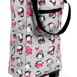 Foldable Grocery Cart ZLXHDL Aluminum Frame with Cloth Basket Pink-0