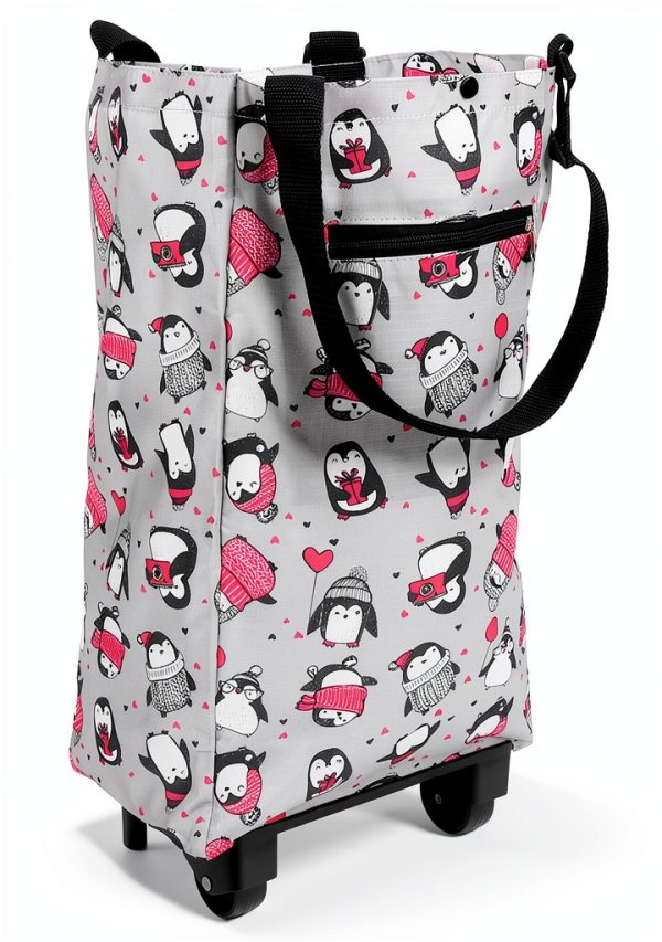 Foldable Grocery Cart ZLXHDL Aluminum Frame with Cloth Basket Pink-0