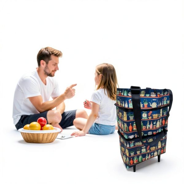 2 in 1 Folding Grocery Cart LumiHive Dark Blue Collapsible Utility-8
