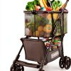 Folding Shopping Cart with Wheels, 80lbs Multi Use Grocery Carts by-0