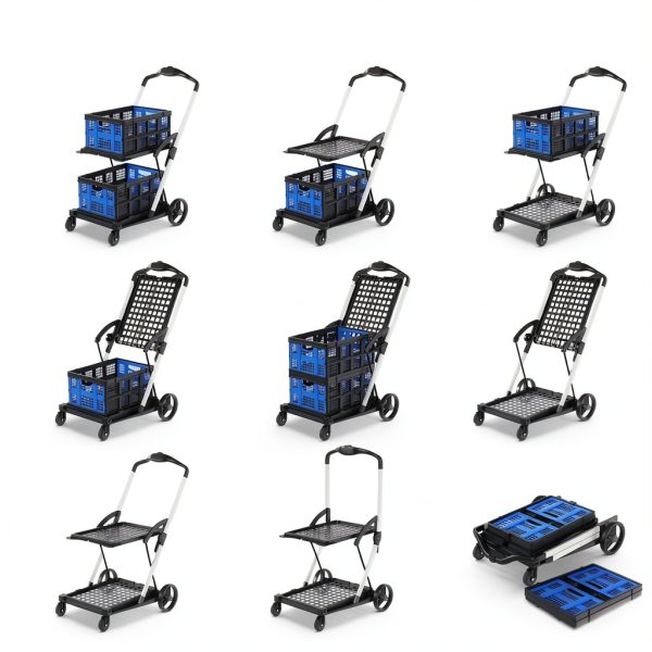 ModernEaze 9in1 Folding Shopping Cart Wheels 2 Tier 198lb Capacity-2