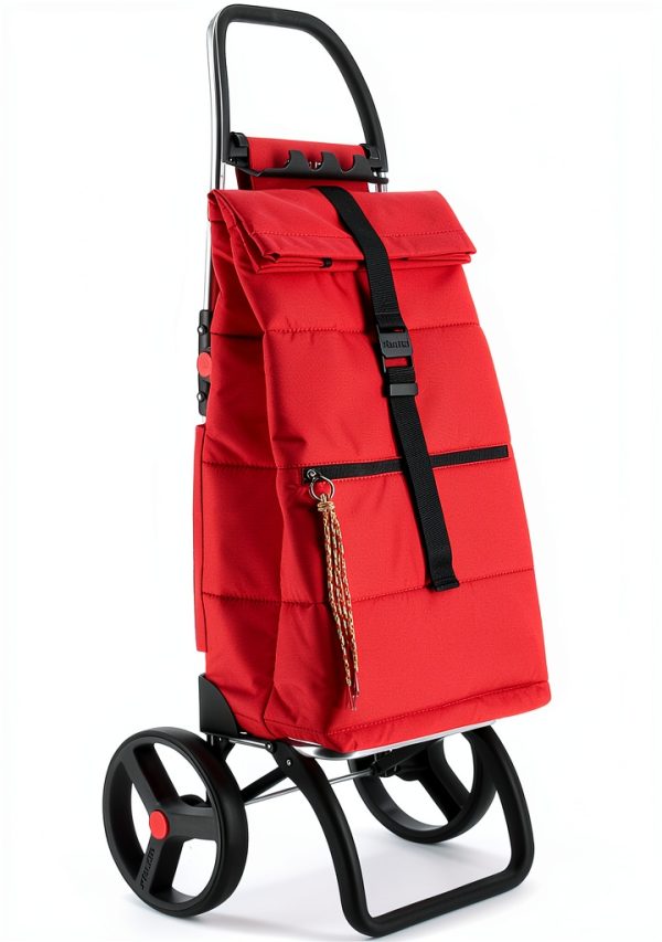 ROLSER Foldable Puff Grocery Shopping Cart with Wheels | Collapsible Personal Folding Cart for Groceries | Durable & Portable | Red-0
