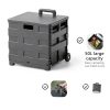 Folding Shopping Cart, Large Capacity Collapsible Shopping with Trolley Telescopic Handle,Wheels and Lid, Picnic Camping Grocery Cart-3