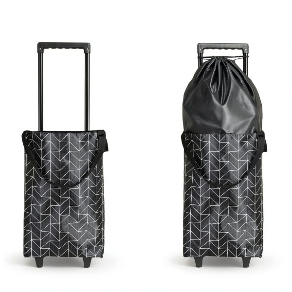 Small Collapsible Shopping Cart HOSDZOU Black Expandable Bag Aluminum-5