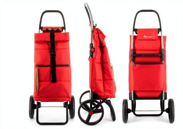 ROLSER Foldable Puff Grocery Shopping Cart with Wheels | Collapsible Personal Folding Cart for Groceries | Durable & Portable | Red-4