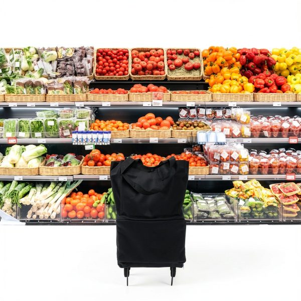 Collapsible Shopping Cart HOMSFOU Foldable Grocery Trolley with Wheels-6