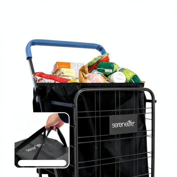SereneLife 2-Pack Removable Shopping Cart Liner, 13” x 15” x 20” Waterproof & Tear-Resistant, 600D Oxford Fabric for Groceries, Laundry, Luggage & More, Works with Standard-Sized Shopping Carts-1