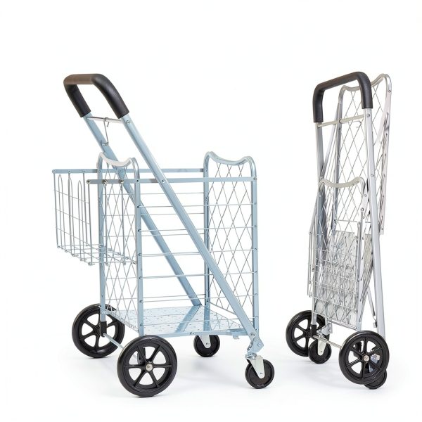 Jumbo Shopping Cart for Groceries, 160lb Capacity, Foldable Basket-3