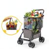 Folding Shopping Cart with Wheels, 80lbs Multi Use Grocery Carts by-1