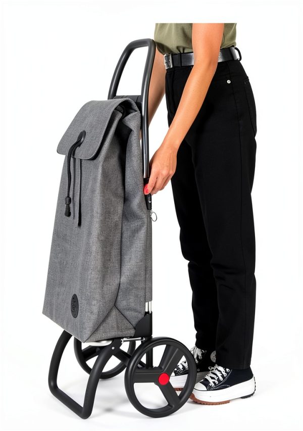 ROLSER Foldable Puff Grocery Shopping Cart with Wheels | Collapsible Personal Folding Cart for Groceries | Durable & Portable | Red-6