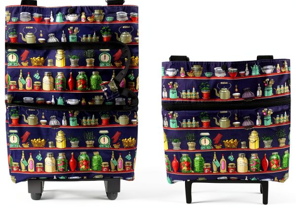 2 in 1 Folding Grocery Cart LumiHive Dark Blue Collapsible Utility-0
