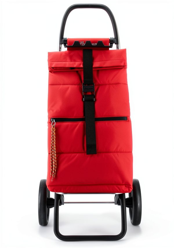 ROLSER Foldable Puff Grocery Shopping Cart with Wheels | Collapsible Personal Folding Cart for Groceries | Durable & Portable | Red-2